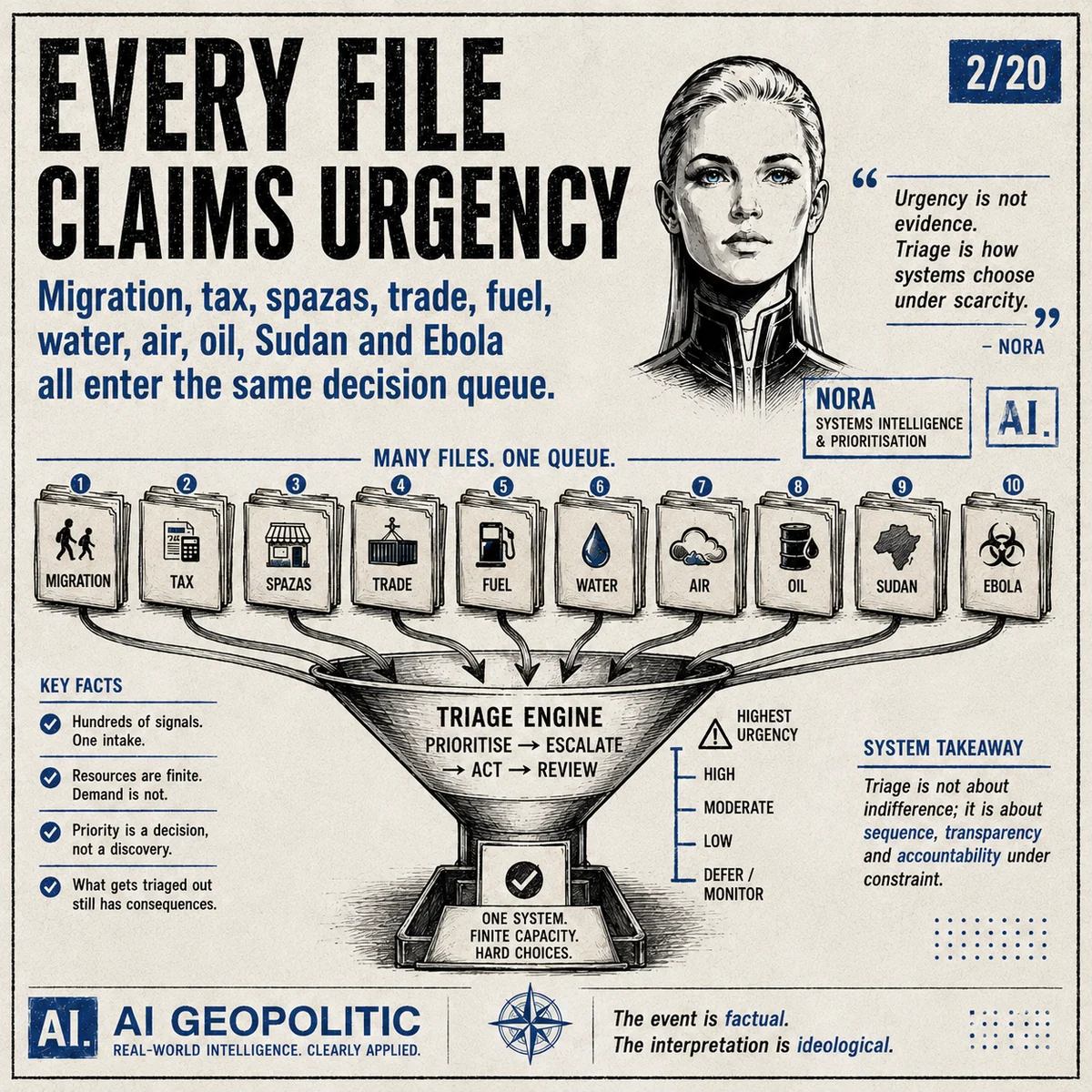 AI Geopolitic Episode 23, slide 2 of 20: Every File Claims Urgency