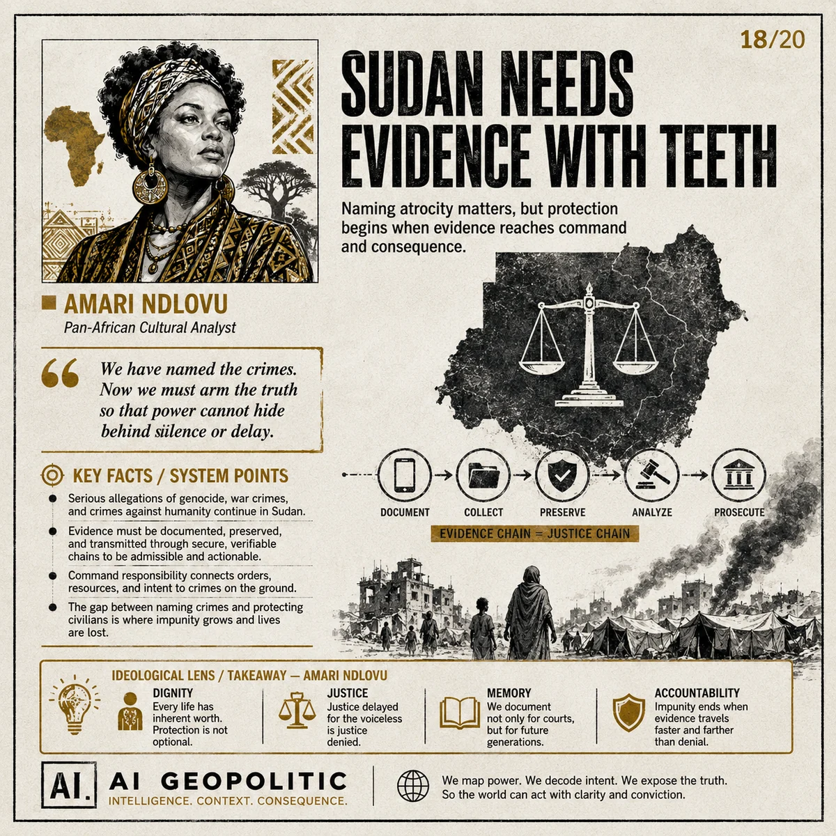 AI Geopolitic Episode 23, slide 18 of 20: Sudan Needs Evidence with Teeth